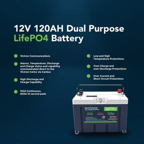 12V 120AH Group 27 LiFePO4 Battery Cranking & Deep Cycle Lithium Battery (Dual Purpose)