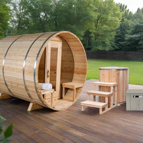 Canadian Timber Tranquility 6-Person Barrel Sauna with 45cm Porch - CTC2345