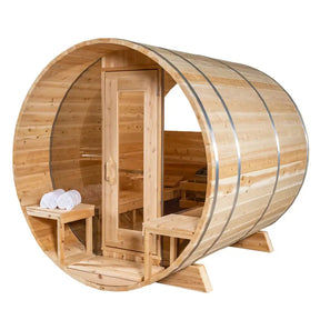 Canadian Timber Tranquility 6-Person Barrel Sauna with 45cm Porch - CTC2345