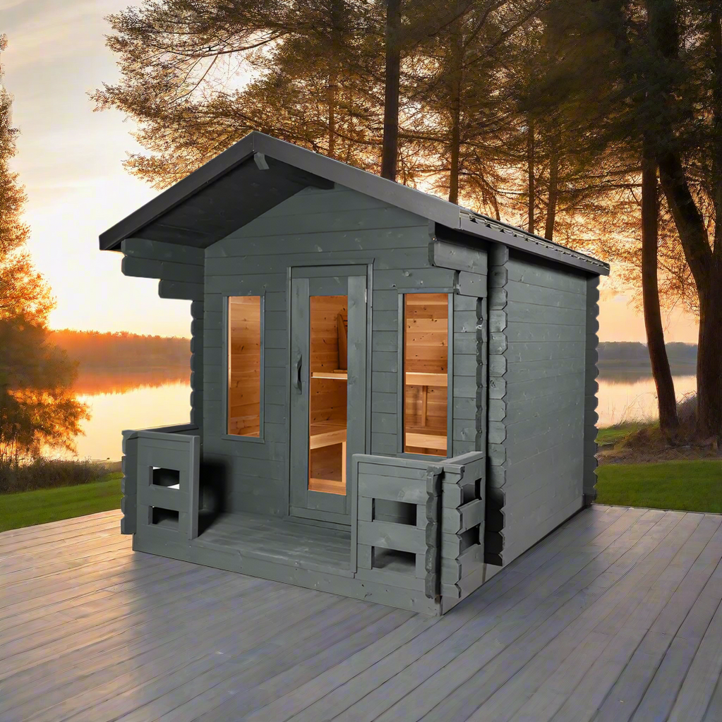 Dundalk CT Georgian 6 Person Outdoor Sauna with Porch CTC88PW