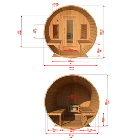 Canadian Timber Tranquility 6-Person Barrel Sauna with 45cm Porch - CTC2345