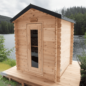 Dundalk Canadian Timber CTC66W Granby | 3-Person Outdoor Cabin Sauna with Steel Roof