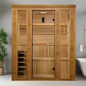 Golden Designs 2025 Engelberg Edition 6-Person Luxury Steam Sauna | Red Light Therapy & Pacific Clear Cedar (GDI-7060-01)