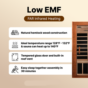 Dynamic "Avila" 1-2-person Low EMF FAR Infrared Sauna DYN-6103-01