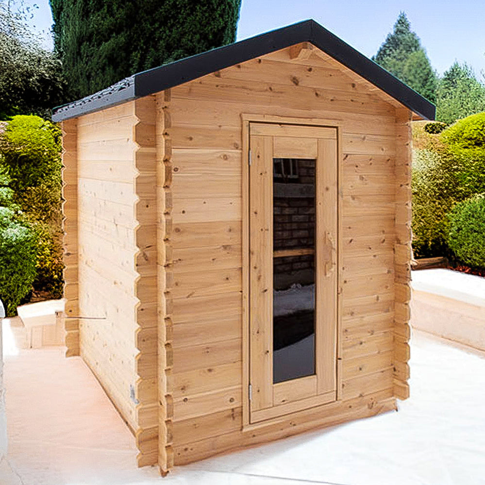 Dundalk Canadian Timber CTC66W Granby | 3-Person Outdoor Cabin Sauna with Steel Roof