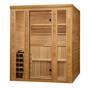 Golden Designs 2025 Engelberg Edition 6-Person Luxury Steam Sauna | Red Light Therapy & Pacific Clear Cedar (GDI-7060-01)