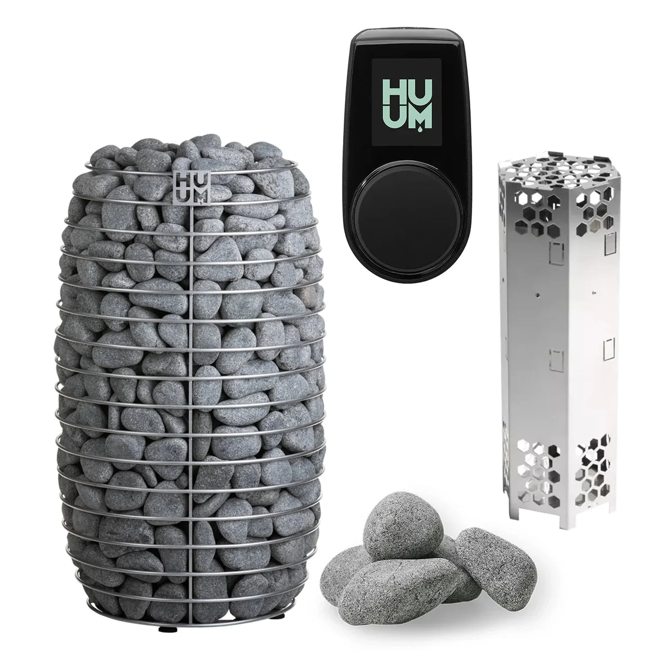HUUM Hive Mini 9 kW Electric Sauna Heater Bundle | 375 lbs Stone Capacity & UKU Local Black Controller (Included)