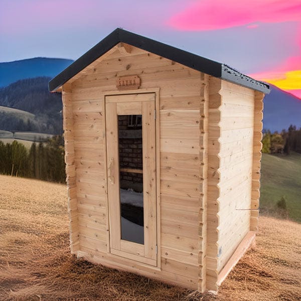Dundalk Canadian Timber CTC66W Granby | 3-Person Outdoor Cabin Sauna with Steel Roof