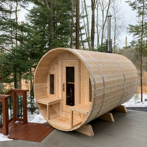 Canadian Timber Tranquility 6-Person Barrel Sauna with 45cm Porch - CTC2345