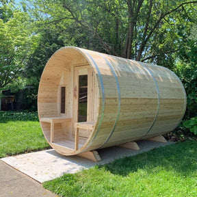 Canadian Timber Tranquility 6-Person Barrel Sauna with 45cm Porch - CTC2345