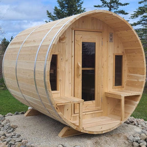 Canadian Timber Tranquility 6-Person Barrel Sauna with 45cm Porch - CTC2345