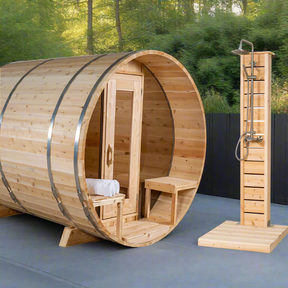 Canadian Timber Tranquility 6-Person Barrel Sauna with 45cm Porch - CTC2345